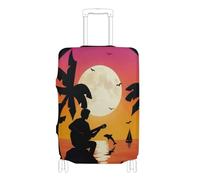 SyXIOP Sunset Coconut Trees - Funda protectora elástica para equipaje, lavable, para maletas, artículos esenciales de viaje, para equipaje de 18 a 32 pulgadas, Sunset Coconut Trees Retro Sea Black, XL