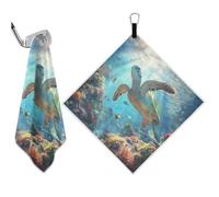 SyXIOP Toalla de golf con diseño de tortuga marina Realism Ocean Fish Disc con patrón de gofre, portátil, la práctica toalla de limpieza de golf con clip de mosquetón, accesorios de golf de 18 x 18