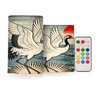 SyXIOP Vela parpadeante decorativa japonesa con forma de grúa de olas marinas con temporizador, luces electrónicas, mística con temporizadores para Acción de Gracias, funciona con pilas