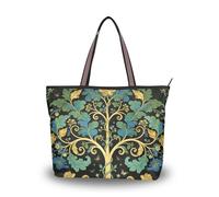 SyXIOP William Morris Green Life Tree - Bolsas de tela de seda con cremallera para mujer, bolsos grandes de verano para mujer, para uso diario y viajes, William Morris Green Life Tree, Large