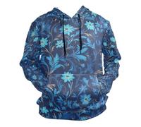 SyXIOP William Morris - Sudadera con capucha para hombre, manga larga, diseño floral, color azul, William Morris Style Blue Floral Pattern, L