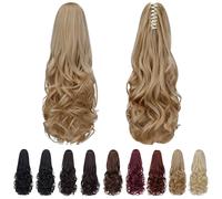 SYXLCYGG Blonde Clip Ponytail Fake Ponytails 20"""" Wavy 5.3 OZ BLack Ha