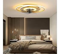 SYZMA Ventilador de Techo con Luz Lámpara LED Ventilador Invisible Ventilador Iluminación Ventilador-plafon led dimable Ventilador De Luz De Techo LED (Ø48 cm/18.9 in 48W) (dorado)
