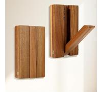 SYZOW 2 Piezas Ganchos Percheros de Madera Ganchos Plegables Pared para Colgar Abrigos Bufandas Gorros Ropa Toallas (marrón)