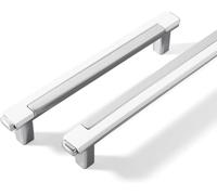 SYZOW Tiradores Cocina Blanco plateado 96mm-6 Piezas Tiradores de Muebles de cocina Blanco plateado,Tiradores Armarios negro,Tirador de cocina Tiradores