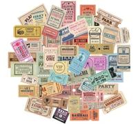 Syzplnwy 50 pegatinas vintage para manualidades, 50 piezas, suministros de diario de papel, álbumes de recortes, 2 juegos (forma de sello)