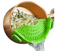 Syzplnwy Colador de silicona con clip para ollas y sartenes, colador universal para cocina, colador flexible para pasta y fregadero, resistente al calor, ahorra espacio