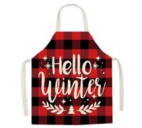 Syzplnwy Delantal de Navidad a cuadros rojos y negros con estampado de renos, juego familiar para cocina, horneado, fiesta, uso festivo, padres e hijos, Versión para niños, F