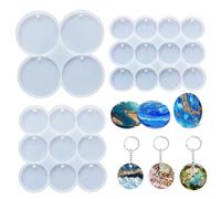 Syzplnwy Molde de silicona de 25 cavidades para resina, círculos planos brillantes, grandes, medianos, pequeños, colgantes, llaveros, etiquetas para mascotas, campanillas de viento para manualidades