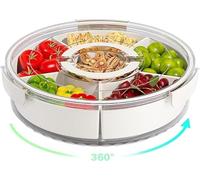 Syzplnwy Plato de cena dividido con tapa y asa, plato grande para aperitivos, caja de aperitivos, plato multiusos para frutas y verduras, noche de cine, viajes, playa, picnic