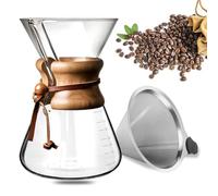 Syzplnwy Pour Over Coffeemaker - Juego de cafetera de la serie clásica, prepara café y té rápidamente, apto para lavavajillas, vaso de 8 tazas