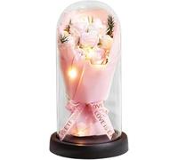Syzplnwy Rosa eterna en cúpula de cristal con luz LED, regalo romántico de aniversario de cumpleaños para ella, esposa, novia, rosa