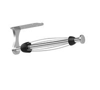 Syzplnwy Soporte de pared de acero inoxidable para toallas de papel, desgarro con una sola mano, adhesivo debajo del gabinete y montaje de tornillo, mecanismo de amortiguación para cocina, baño