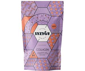 SYZYGY FOOD - Colágeno con Ácido Hialurónico, Coenzima Q10, Vitamina A, C, D, B12 y Zinc - 750mg - 90 Cápsulas para 90 Días - Energía, Articulaciones Fuertes - Colágeno Hidrolizado Fabricado en España
