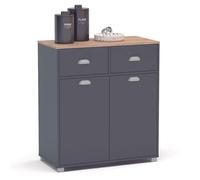 SZ Suarez Buffet Bajo Cocina Asfeld Gris Grafito 2 Puertas 2 Cajones Almacenaje Mueble Auxiliar 90x80x40 cm