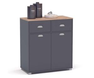 SZ Suarez Buffet Bajo Cocina Asfeld Gris Grafito 2 Puertas 2 Cajones Almacenaje Mueble Auxiliar 90x80x40 cm