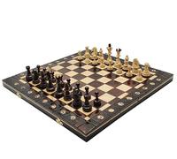 SZACHY-SZAFRANIEC - Juego de ajedrez - Senator Bronce - Tablero de ajedrez Plegable |40 x 40 cm | de Madera y 32 Piezas de ajedrez - Chess Set