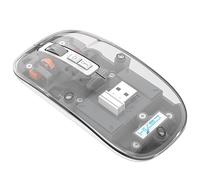 Szaerfa Ratón Inalámbrico Bluetooth Transparente,con Luz RGB,Clic Silencioso,Claro Recargable Ratón de Ordenador Accesorios para PC Gamer Portátil Win Mac,Regalo para Chica Chico (Gris)
