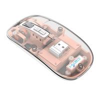 Szaerfa Ratón Inalámbrico Bluetooth Transparente,con Luz RGB,Clic Silencioso,Claro Recargable Ratón de Ordenador Accesorios para PC Gamer Portátil Win Mac,Regalo para Chica Chico (Rosa)