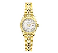 Szaikyri Mujer Clasico Reloj con Grana de Acero Inoxidable Sólida Resistente al Agua Relojes de Vestir para Damas (Gold White)
