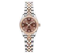 Szaikyri Mujer Clasico Reloj con Grana de Acero Inoxidable Sólida Resistente al Agua Relojes de Vestir para Damas (Rosegold Brown)
