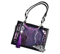 szaluyk Bolso de mano mujer | Bolso Tote Hombro Streetwear - Para Compras Fotografía Streetwear Vacaciones Citas Paseos Diarios, Morado Negro, riferimento alla descrizione
