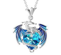 szaluyk Collar De Dragón voladör - Collar Con Colgante De Dragón | Con Piedra De Nacimiento En förma De Corazón | Con Colgante De Animal Con Piedra De Nacimiento Del Amor | Regalo De Joyería Cre