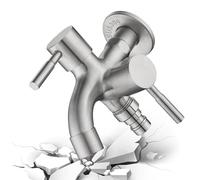 szaluyk Grifo de Agua Doble Salida Jardín,Grifo Doble Jardín - Grifo exterior de acero inoxidable Grifo de agua de doble salida - Grifo de jardín con salida de manguera de agua para grifo de 2 vías