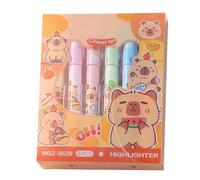 szaluyk Lindos subrayadores - Bonito rotulador fluorescente Capybara | Bolígrafo resaltador para niños | Punta biselada, bonito juego de 6 rotuladores fluorescentes pastel de Capibara para