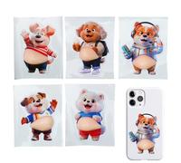 szaluyk Pegatinas 3D | 5 unidades de animales suaves | material no tóxico | pegatinas para niños | pegatinas de recompensa escolar | accesorios para manualidades | para botella, estuche, tableta