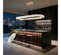 szcflaghip Lámpara colgante LED ovalada dorada moderna para comedor，luz LED lineal regulable con mando a distancia，para isla de cocina，salón y oficina