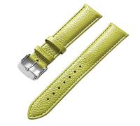SZCURC Correa de cuero genuino Patrón de lichi Cuero suave 14-22 mm Accesorios de correa de reloj, verde claro, 16 mm