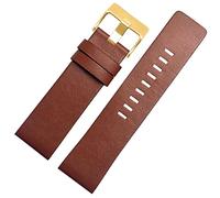 SZCURC Correa de piel de becerro suave de 26-32 mm, correa de reloj a rayas, correas de reloj de pulsera para hombre, correa de repuesto elegante y transpirable, Marrón claro dorado, 30 mm