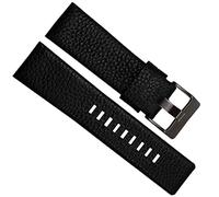 SZCURC Correa de reloj de cuero genuino de grano Litchi de 22-30 mm Pulsera de reloj suave y cómoda, Negro Negro, 28 mm