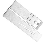 SZCURC Correa de reloj de cuero genuino de grano Litchi de 22-30 mm Pulsera de reloj suave y cómoda, plata blanca, 30 mm