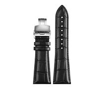 SZCURC Correa de reloj de piel auténtica de cocodrilo de 22-28 mm para hombre, correa de reloj de pulsera de gran ancho, negro 1, 24 mm