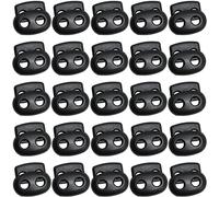 SZCXDKJ 25 cerraduras grandes de cordón de resorte de 2.4 cm para cordones de plástico negro, tapón de resorte, deslizante, cordón deslizante para camping, senderismo, mochilas deportivas, paracord