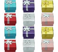 SZCXDKJ Caja de regalo cuadrada de cartón de 12 piezas, cajas de joyería de terciopelo, paquete de regalo para aretes, caja de regalo para Navidad, día de San Valentín, collar y aretes