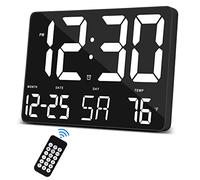 SZELAM Reloj Digital con Pantalla Grande,11,4" Reloj Despertador con Mando a Distancia inalámbrico,Reloj de Pared LED de Gran tamaño con Fecha y Temperatura,12/24H