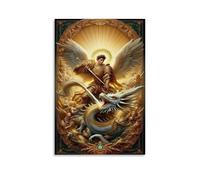 SZETQXUKP Póster decorativo de ángel religioso de San Jorge matando dragón, póster decorativo para pared e imagen artística moderna para decoración de dormitorio familiar, 20 x 30 cm