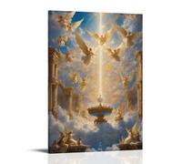 SZETQXUKP Póster decorativo de la escena del himno celestial de ángeles religiosos, lienzo para pared e impresión artística moderna para decoración de dormitorio familiar, 50 x 75 cm
