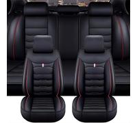 SZFCL Fundas Asientos Coche para FIAT Croma II (Type 194) 2005 2006 2007 2008 2009 2010, Cuero Delantero Trasero Juegos de Cubreasientos Impermeable Protector Accesorios,Black-Red