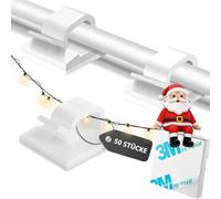 SZFUDIGO kabelhalter selbstklebend 50 Pack,klebehaken Weiß,kabelorganizer,kabelclips selbstklebend,kabelklemmen,kabelführung,Indoor and Outdoor Cable Clips,Fairy Lights