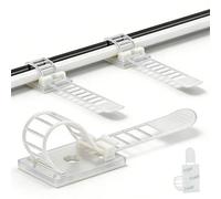 SZFUDIGO Organizador de alambre de escritorio, bridas, clips autoadhesivos, gestión de cables, soporte para cables para escritorio, 50 unidades, color blanco