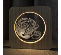 SZG Casco de Fútbol 3D Lámpara de Madera LED Luz de Noche Decoración de la Habitación del Hogar Lámpara de Mesa Creativa para Niños