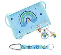 Szhhrxi Arcoíris Monedero Infantil - Cartera Plegable 3 Veces con 2 Cuerdas y Llavero, Regalos para Niña y Niño, Cumpleaños o Recompensas (Azul)