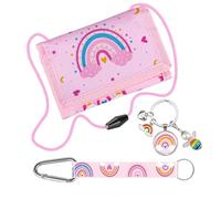 Szhhrxi Arcoíris Monedero Infantil - Cartera Plegable 3 Veces con 2 Cuerdas y Llavero, Regalos para Niña y Niño, Cumpleaños o Recompensas (Rosa)