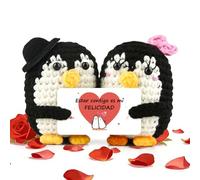 Szhhrxi Pareja de Pingüinos Enamorados, Muñeco de Pingüinos Positivo en Español con Llavero, Regalo Original para Novios, Aniversario, San Valentín, Cumpleaños o Sorpresa (Pareja)