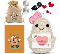 Szhhrxi Peluche de Patata con Energía Positiva en Español | con Amuletos de la Suerte y Tarjeta | Regalos Originals y Divertido para Familiares Colega Amigos Parejas Niños | Muñeco Motivadora (Lazo)
