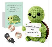 Szhhrxi Tortuga de la suerte hecha a mano con mensajes inspiradores - Peluche suave con frases inspiradoras en italiano, regalo original para amigos, cumpleaños y graduación (tartada)